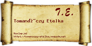 Tomanóczy Etelka névjegykártya